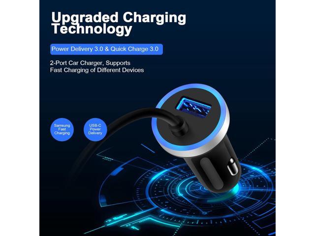 Fast Car Charger Type C Car Plug Android Phone USB C Car Charger Cigarette Lighter Adapter Fast Charging C Coiled Cable for Samsung Galaxy A13...