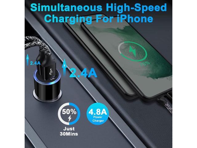 USB Car Charger, 2Pack 4.8A Fast Charging Dual Port USB Cigarette Lighter Adapter for iPhone 15 14 13 12 11 Pro Max SE XR X 8 7 6, iPad, Samsung...