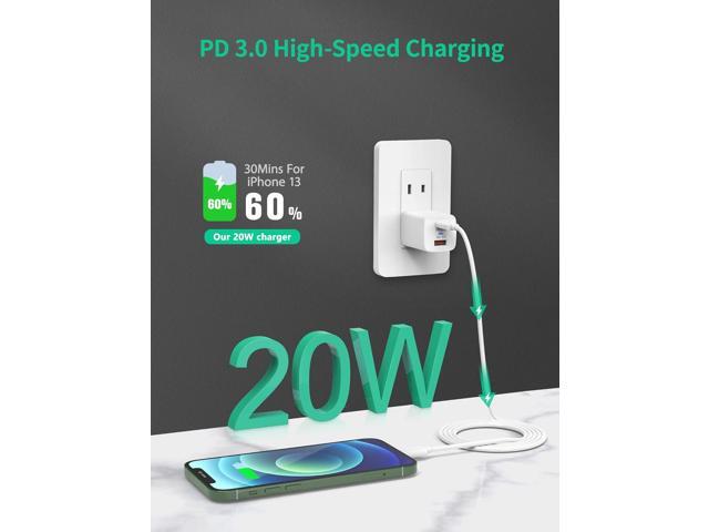 USB C Wall Charger Fast Charger Block, 2-Pack TI-TOO 20W Dual Port Power Adapter, Quick Charge 3.0 USB Type c Power Delivery Charging Plug...
