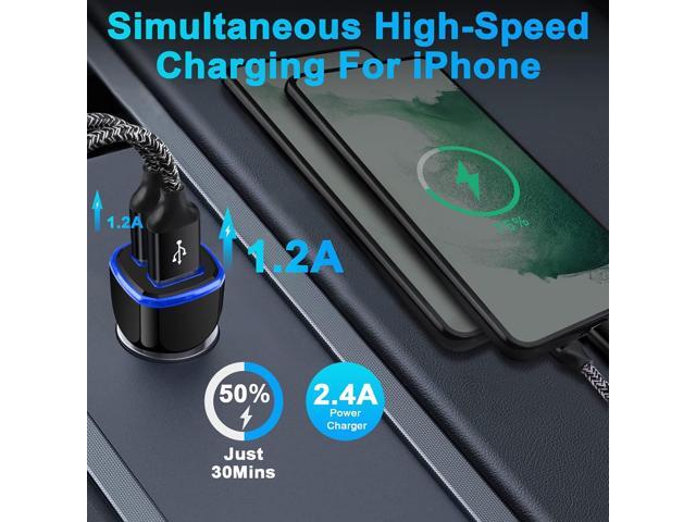 Car Charger, 2.4A 12W AndHot 2 Pack Mini Dual Port USB Car Charger Adapter Plug for iPhone 15 14 13 12 SE 11 Pro Max XR XS X 8 7 6S Plus, iPad,...