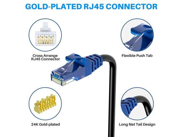 Cat 6 Outdoor Ethernet Cable 100 Ft, Gbps High Speed Heavy Duty Internet Network Cable, CCA, for POE Camera Long Cat 5e 5 RJ45 LAN Patch Cable...
