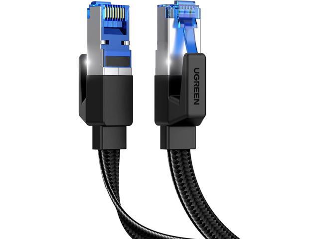 UGREEN Cat 8 Ethernet Cable 3FT, Flat High Speed 40Gbps 2000Mhz Internet Cable 26AWG Braided Network Cord RJ45 Shielded Indoor LAN Cables.