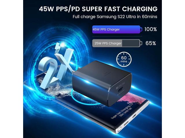 S24 S25 Ultra Charger Type C, SCRUAK 45W PPS Super Fast USB-C Wall/Car Charger for Samsung Galaxy S25 Ultra/S25+/S25/S24...