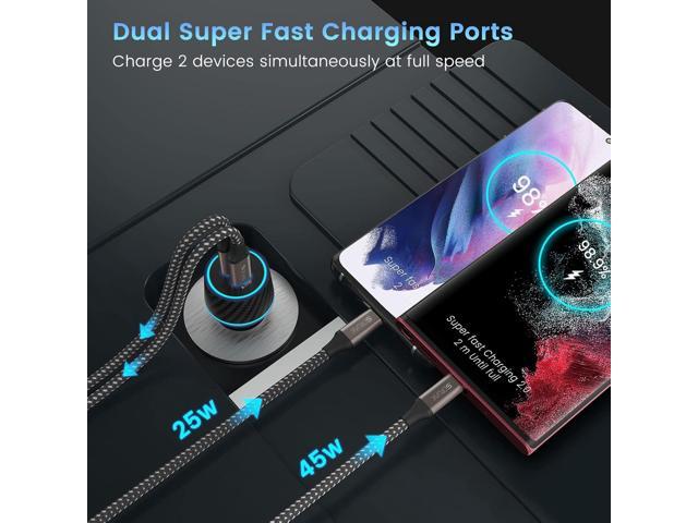 S24 S25 Ultra Charger Type C, SCRUAK 45W PPS Super Fast USB-C Wall/Car Charger for Samsung Galaxy S25 Ultra/S25+/S25/S24...