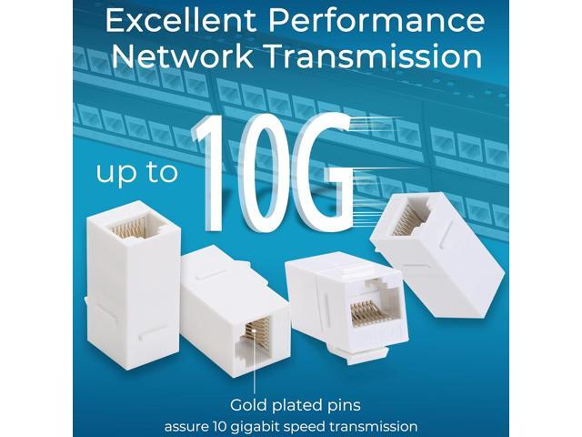 Patch Panel 48 Port Cat6 with White Inline Keystone 10G Support, Pass-Thru Coupler Patch Panel UTP 19-Inch with Removable Back Bar, 1U Network...