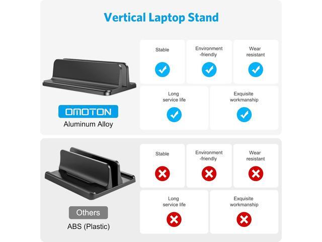 Vertical Laptop Stand Holder, OMOTON Desktop Aluminum Stand for MacBook with Adjustable Dock Size, Fits All MacBook, Surface, Chromebook and Gaming...