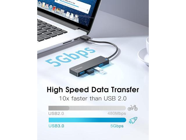 BYEASY USB Hub, 4 Port USB 3.0 Hub, Ultra Slim Portable Data Hub Applicable for iMac Pro, MacBook Air, Mac Mini/Pro, Surface Pro, Notebook PC,...