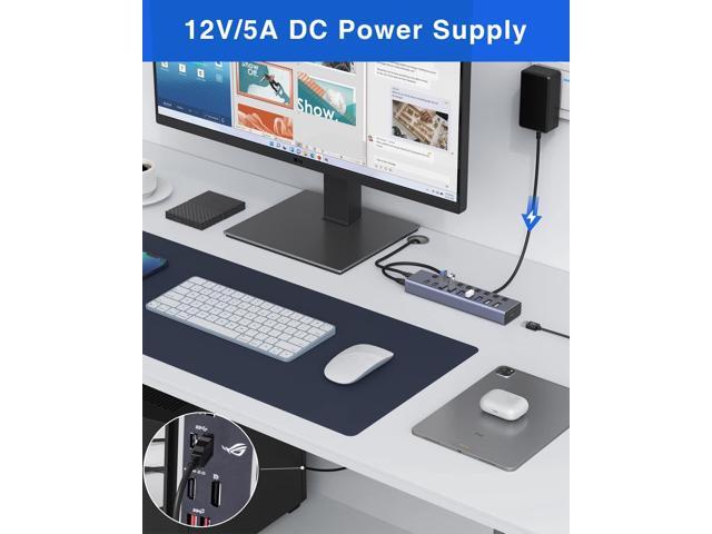 Powered USB 3.1Hub, 10-Port USB Data Hub Splitter with 3 USB 3.1(10Gbps), 4 USB 3.0, 3 Charging Ports, Individual ON/Off Switches and 12V/5A DC...