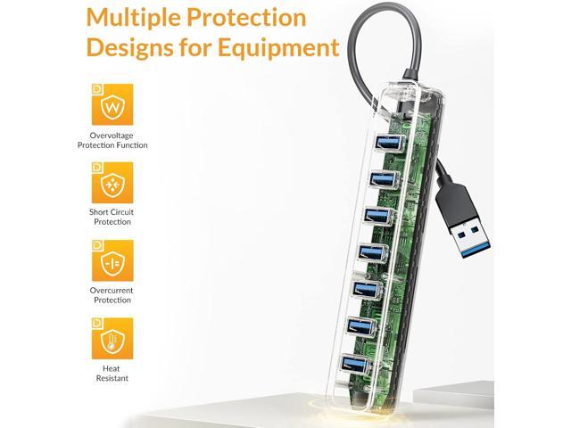 USB Hub, iDsonix USB Splitter Hub 7 Ports Portable Hub USB Hub Multi Port USB Expansion Hub Extension Extender for Laptop, iMac, Surface Pro, XPS,...