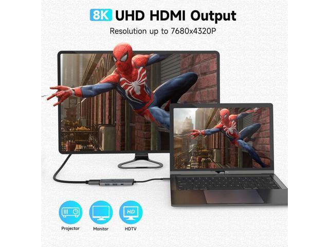 USB C Hub, RSHTECH USB C Dongle Adapter with 8K HDMI, 10Gbps USB C and 2 USB A Data Ports, 100W Power Delivery, SD/TF Card Reader, Aluminum USB...
