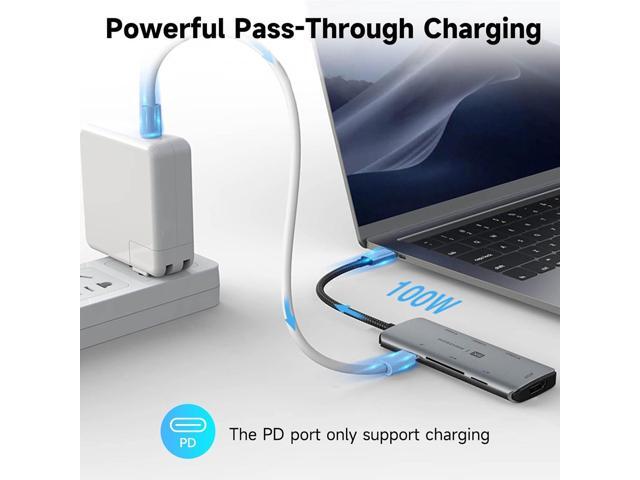 USB C Hub, RSHTECH USB C Dongle Adapter with 8K HDMI, 10Gbps USB C and 2 USB A Data Ports, 100W Power Delivery, SD/TF Card Reader, Aluminum USB...