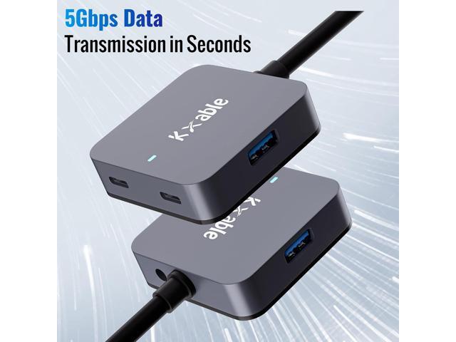 Upgrade USB A Hub, Expander Multi USB Ports Cable 15FT, Long USB 3.0 Extension Cable with 4-Port (2 USB-A Ports+2 USB-C Ports), USB Y Splitter Hub,...
