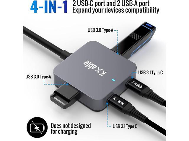 Upgrade USB A Hub, Expander Multi USB Ports Cable 15FT, Long USB 3.0 Extension Cable with 4-Port (2 USB-A Ports+2 USB-C Ports), USB Y Splitter Hub,...