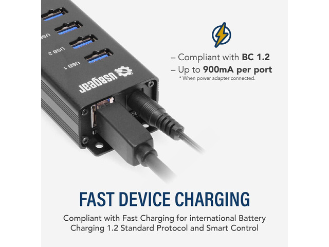 7-Port USB 3.2 Gen 1 Charging and SuperSpeed Mountable Data Hub
