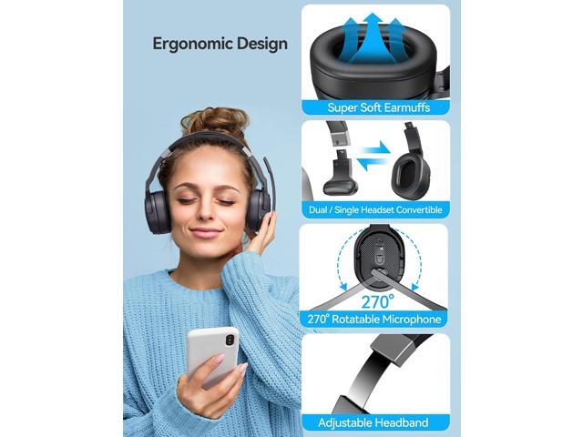 TECKNET Bluetooth Trucker Headset, Single and Dual Ear Wireless Headset with Mic for Work Noise Cancelling, 50Hrs 3 EQ Music Modes Trucker...