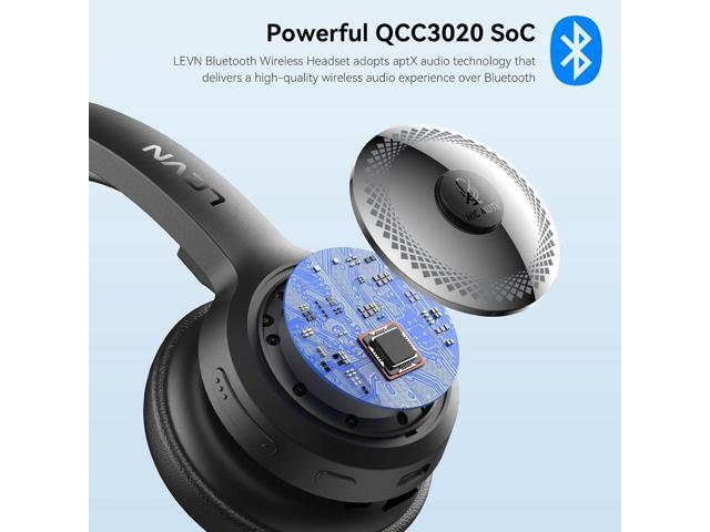 LEVN Bluetooth Headset, Wireless Headset with Microphone & Mute Button, 60Hrs Talk Time, On-Ear AI Noise Cancelling Headphones with Bluetooth 5.2...