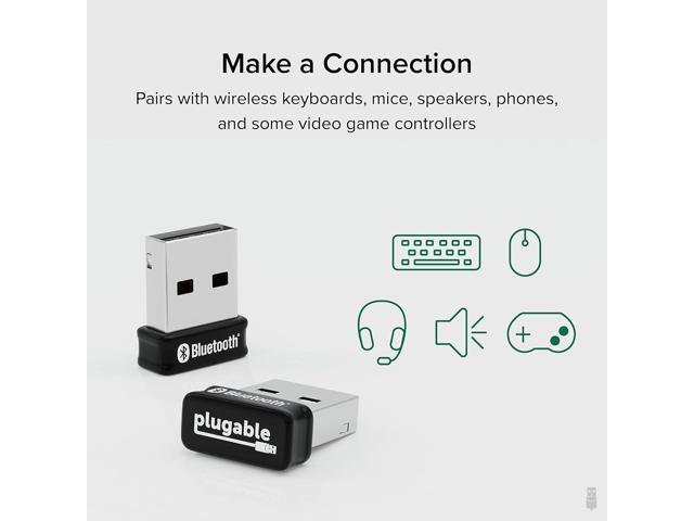 Plugable USB Bluetooth Adapter for PC, Bluetooth 5.0 Dongle Compatible with Windows, Add 7 Devices: Headphones, Speakers, Keyboard, Mouse, Printer...