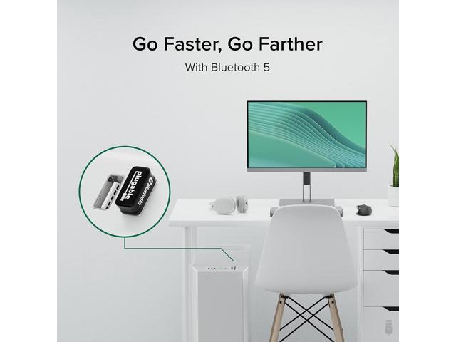 Plugable USB Bluetooth Adapter for PC, Bluetooth 5.0 Dongle Compatible with Windows, Add 7 Devices: Headphones, Speakers, Keyboard, Mouse, Printer...