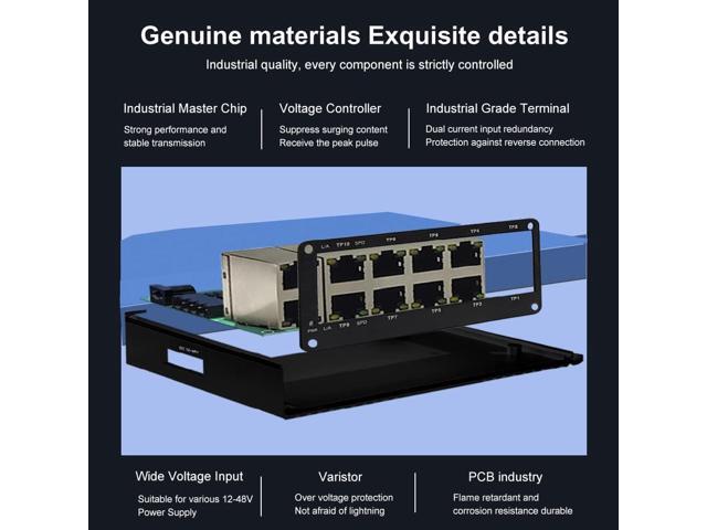 Mini Industrial Switch 10 Ports Gigabit Switch Hardened 10 Port RJ45 10/100/1000Mbps Ethernet Switch Din Rail Mount Outdoor Ethernet Switch,...