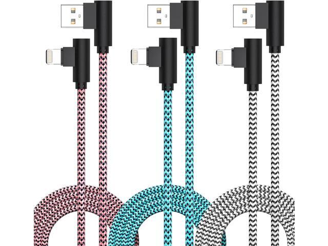 3 Pack iPhone Charger 10FT [Apple MFi Certified] Right Angle Lightning Cable Fast Charging Cord, Car Cable for iPhone 14 13 12 11 Pro/Pro...