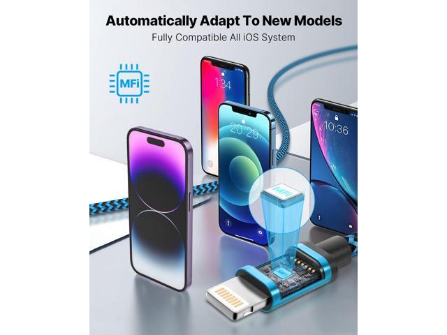 Aioneus iPhone Charger Cord 3ft 3Pack MFi Certified Lightning Cable Fast Charging Nylon Braided Phone Charger Cable Compatible with iPhone 14 13...