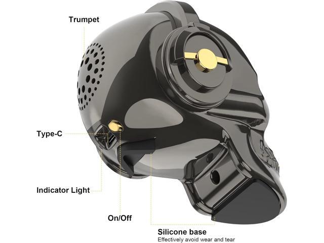Skull Bluetooth Speaker Novelty Skeleton Unique Wireless Portable Speakers with Eyes Lights Halloween Decoration (Gray)