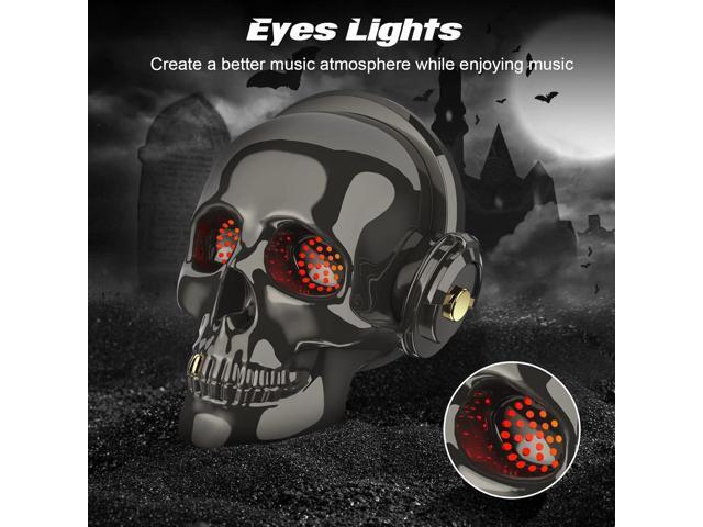 Skull Bluetooth Speaker Novelty Skeleton Unique Wireless Portable Speakers with Eyes Lights Halloween Decoration (Gray)
