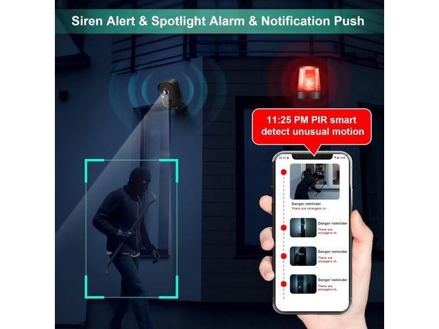 Security Cameras Wireless Outdoor, 2K Battery Powered AI Motion Detection Spotlight Siren Alarm WiFi Surveillance Indoor Home Camera, Color Night...