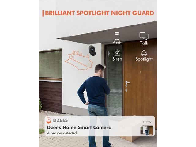 Dzees Security Camera Outdoor Wireless - Upgrade 2K 3MP Battery Powered WiFi Outdoor Camera Wireless, Spotlight, Siren, AI Dectection, Color Night...