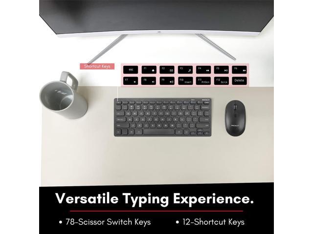 Macally Small Wireless Keyboard and Mouse Combo for PC - an Essential Work Duo - 2.4G - 78 Compact Key Cordless Mouse and Keyboard Combo with Mini...