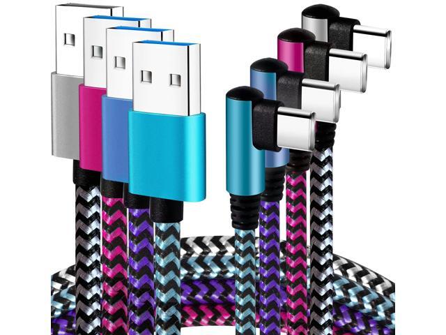 Teeind USB C Angle Cord: [90 Degree/6ft/4Pack] Nylon USB C Cable Compatible with Samsung Galaxy S10/S10e/9/Note 10, Charger...