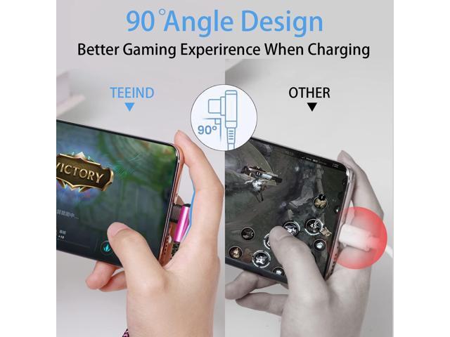 Teeind USB C Angle Cord: [90 Degree/6ft/4Pack] Nylon USB C Cable Compatible with Samsung Galaxy S10/S10e/9/Note 10, Charger...