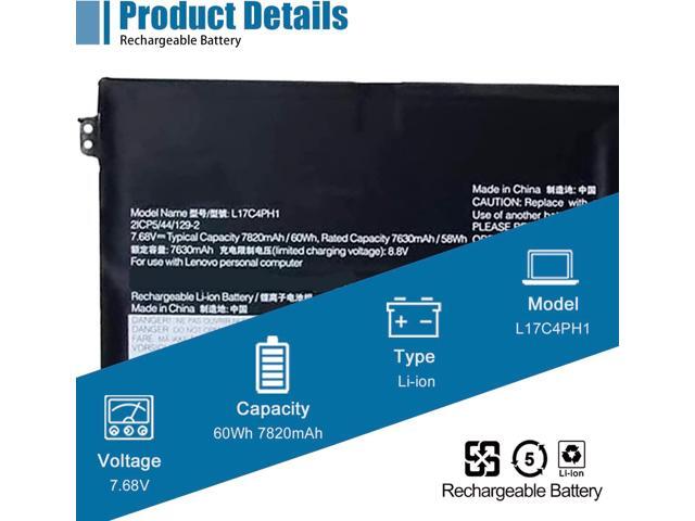 L17C4PH1 Laptop Battery Compatible with Lenovo Yoga C930-13IKB Yoga C930-13IKB Glass Series Notebook L17M4PH1 5B10Q82426 5B10Q82425 7.68V 60Wh 7820mAh