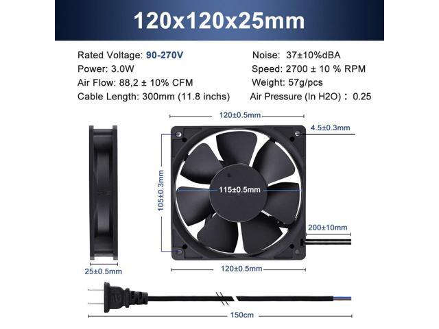 Wathai EC 120mm x 25mm Ball DIY Cooling Ventilation Exhaust Fan 110V 115V 120V 220V 240V AC Axial Case Muffin Fan