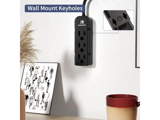2Pack Small Power Strip Black Outlet - 1FT Heavy Duty Power Extension Cord, Mini Size Portable 3 Outlet Power Strip for Office,Computer,Home...