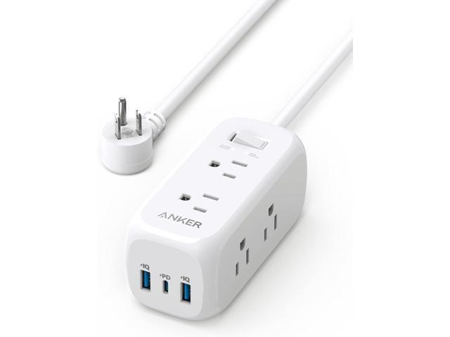 Anker 332 USB C Power Strip Surge Protector(300J),6 Outlets and 20W Power Delivery for iPhone 14/13, 3-Side Outlet Extender,5ft Extension Cord, for.
