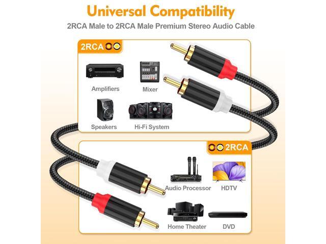 HOSONGIN RCA Cables 3.3ft 2 Pack[Hi-Fi Sound, Nylon Braided, Shielded], 2-Male to 2-Male RCA Audio Stereo Subwoofer Cable Auxiliary Cord for Home...