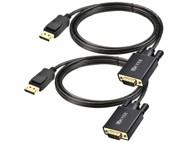 Displayport to VGA Cable 6Ft 2-Pack, Display Port (DP) to VGA Adapter Cord 6 Feet for Computer Monitor Projector and More Gold-Plated