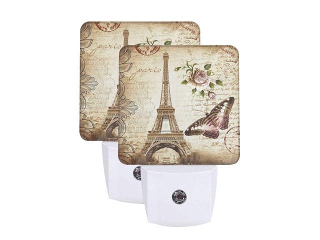 Photos - Chandelier / Lamp Vintage Paris Eiffel Tower Retro Flower Butterfly Plug-in LED Night Light