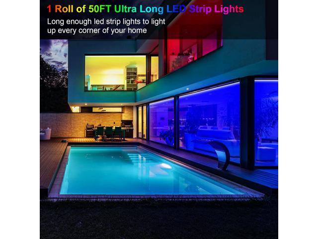 maylit 50FT Bluetooth LED Strip Lights with App Control Remote, 5050 RGB LED Lights for Bedroom, Ultra Long Music Sync Color Changing LED Light...
