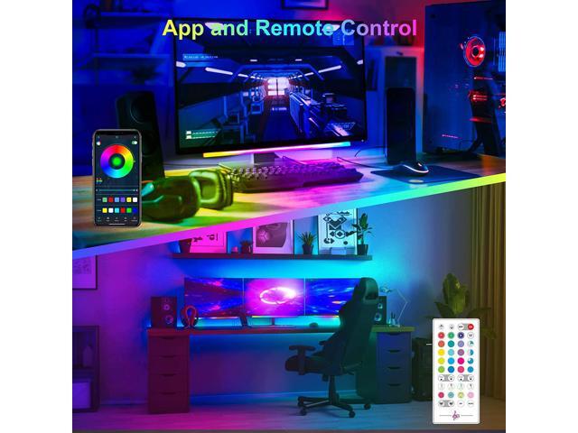 Smart Under Monitor Light Bar, App and Remote Control Gaming Ambient Lights, Music Sync Color Changing, 16 Million Colors, Timing, USB Powered RGB...