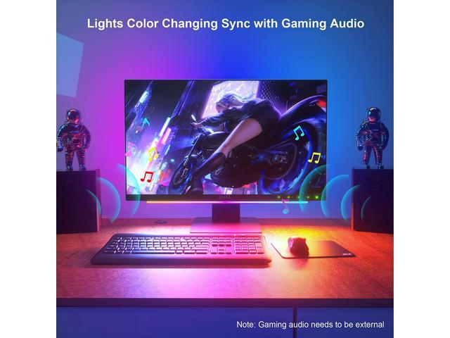 Smart Under Monitor Light Bar, App and Remote Control Gaming Ambient Lights, Music Sync Color Changing, 16 Million Colors, Timing, USB Powered RGB...