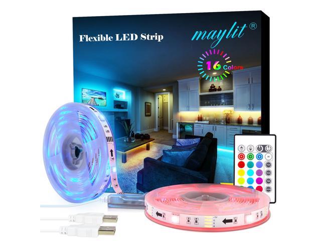 Maylit Led Strip Lights, 20FT USB Led Light Strip Kit with Remote, RGB 5050 Color Changing Led Lights for Tv Backlight, Bedroom, Room, Home...