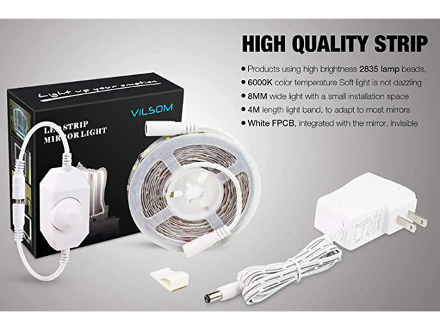 Led Vanity Mirror Lights Kit,ViLSOM 13ft/4M 240 LEDs Make-up Vanity Mirror Light for Vanity Makeup Table Set with Dimmer and Power Supply,Mirror...