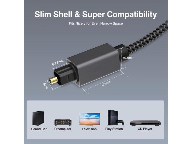 Toslink cable, optical audio cable 10 feet short fiber optic cable for soundbars (Toslink to Toslink, digital S/PDIF cable, stereo...