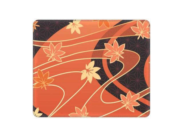 Kaedehara Kazuha Maple Pattern Computer Mouse Pad Waterproof Mousepad with Stitched Edges Anti-Slip Rubber Mouse Mats for Gamer