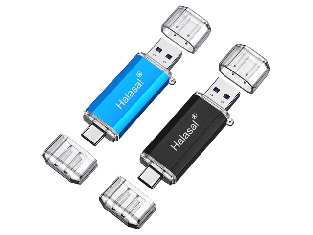 USB C Flash Drive 1GB 2-in-4 OTG USB 3.2 gen/Type-C Thumb Drive Dual Drive Memory Stick Blue & Black 100MB/S
