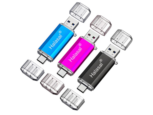 3-Pack 8GB USB C Flash Drive for Android Phones Tablet Laptop PC 2-in-1 OTG Dual USB-A & Type-C Plug and Play Blue/Rose/Black 2GB