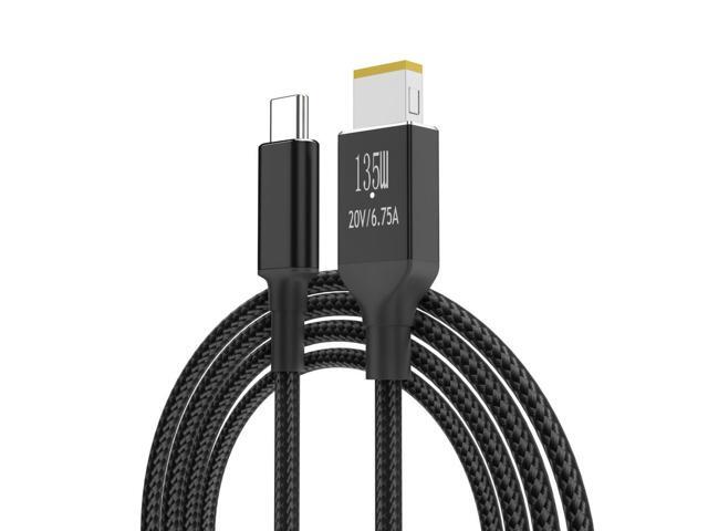 20V 6.75A 135W Laptop Charger Cable for Legion Y9000P Y9000K Y7000P USB Type C PD to DC Square Tip Adapter Converter