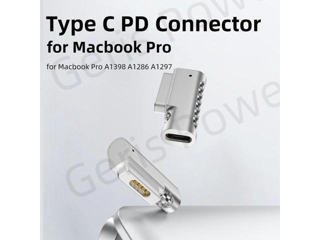 Laptop Power Adapter Connector for MacBook Pro 15 17 A1398 A1424 100W Type C PD to Magsaf* 2 Magnetic Fast Charge Converter